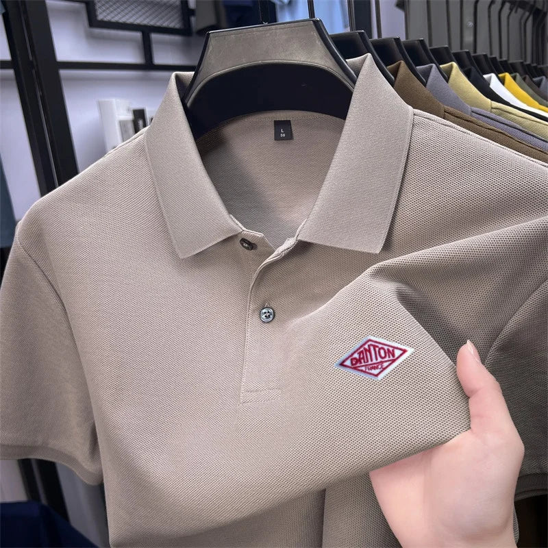 Men's 100% Cotton Polo Shirt -2026 Summer Fashion Casual Short Sleeve, Breathable Lapel Tee，27 Colors, Ideal for Golf and Sports