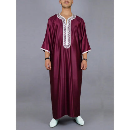 Moroccan ethnic style men's robe, Muslim Eid al Fitr formal attire, luxurious embroidered men's robe, exquisite design robe