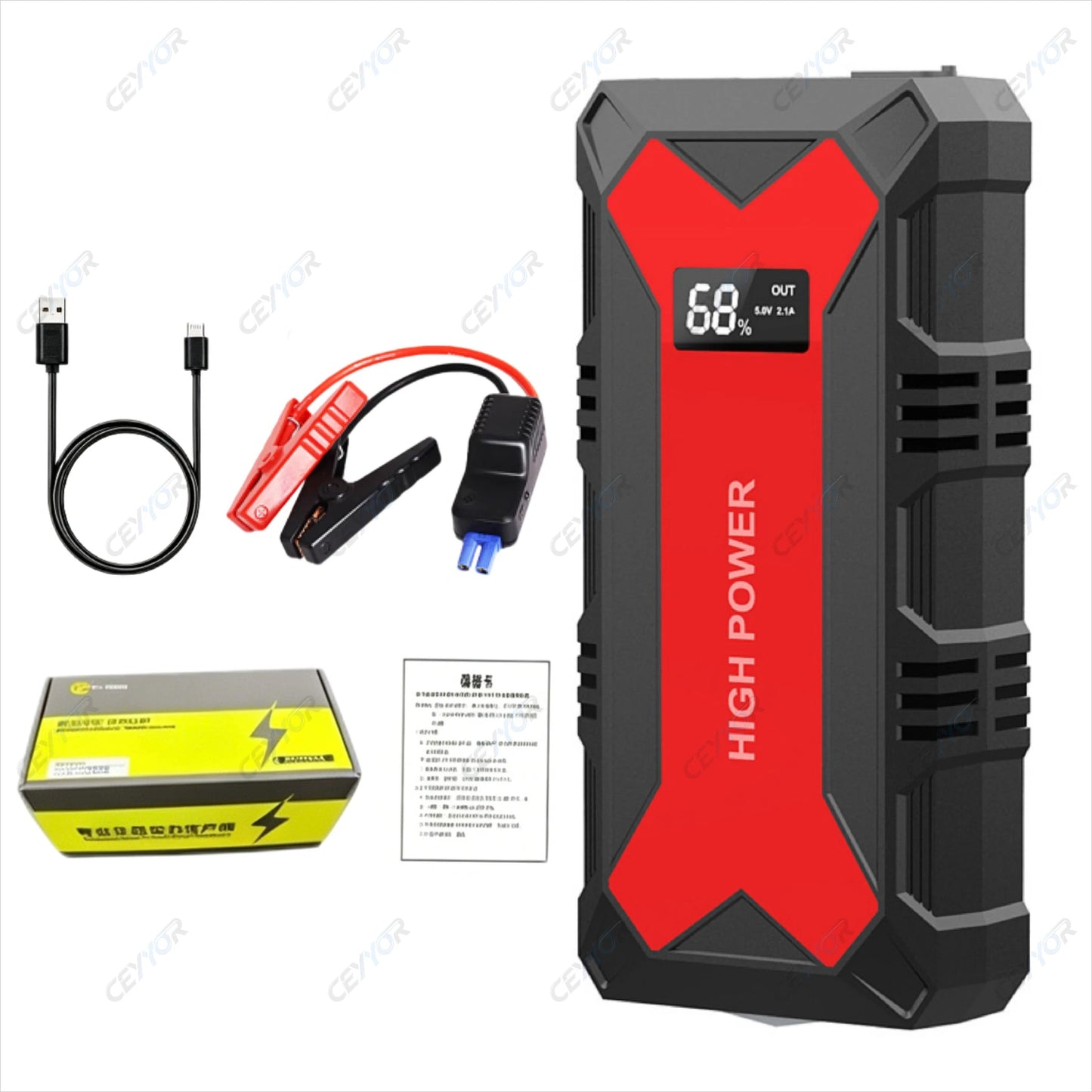 CEYYOR 12V 3IN1 Booster Jump Starter for Petrol Diesel Car.Portable Jump Starter Car Battery with LED Light and USB Port,점프스타터