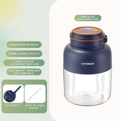800/1300/1400ml Large Capacity Wireless Portable Juicing Cup Blender 38 Blade Juicing Crushed Ice Summer Juice Smoothie Making