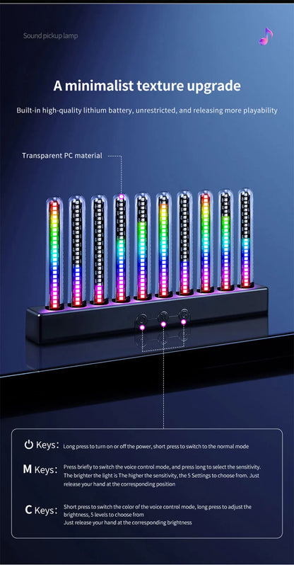 Sound Control Pickup Light Dynamic Gradient RGB Ambient Light Universal Car Air Vent Dashboard Ornament LED Interior Decor Light