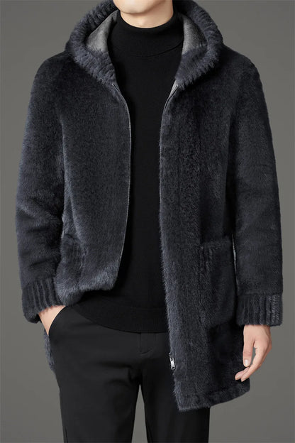 Casual Slim Solid Woolen Coat High Qualit winter jacket men fashion Woolen Coat Men's Casual Wool hooded trench coat Men Jacket