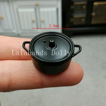 Dollhouse Miniature Kids Furniture Items Mini Alloy Hearth/Gas burner/Pan/Pot Set Kitchen Toys Kitchen Furniture Accessories