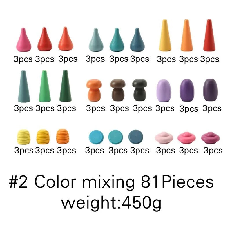 Wooden Baby Montessori Toys Creative Loose Parts Toys Rainbow Blocks Constructor Set Nordic Sensory Toy Waldorf For Toddler Gift