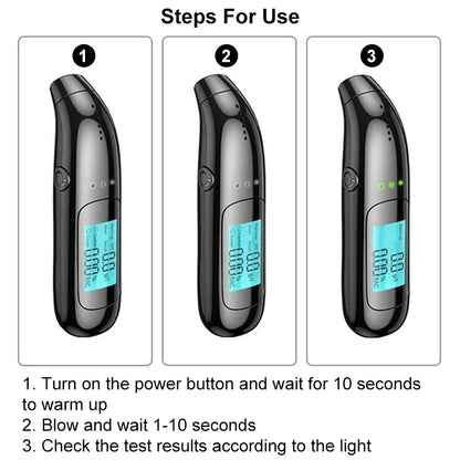 Professional Alcohol Tester High Precision Breathalyzer Alcometer USB Rechargeable Non-contact Car Portable Alcohol Detector