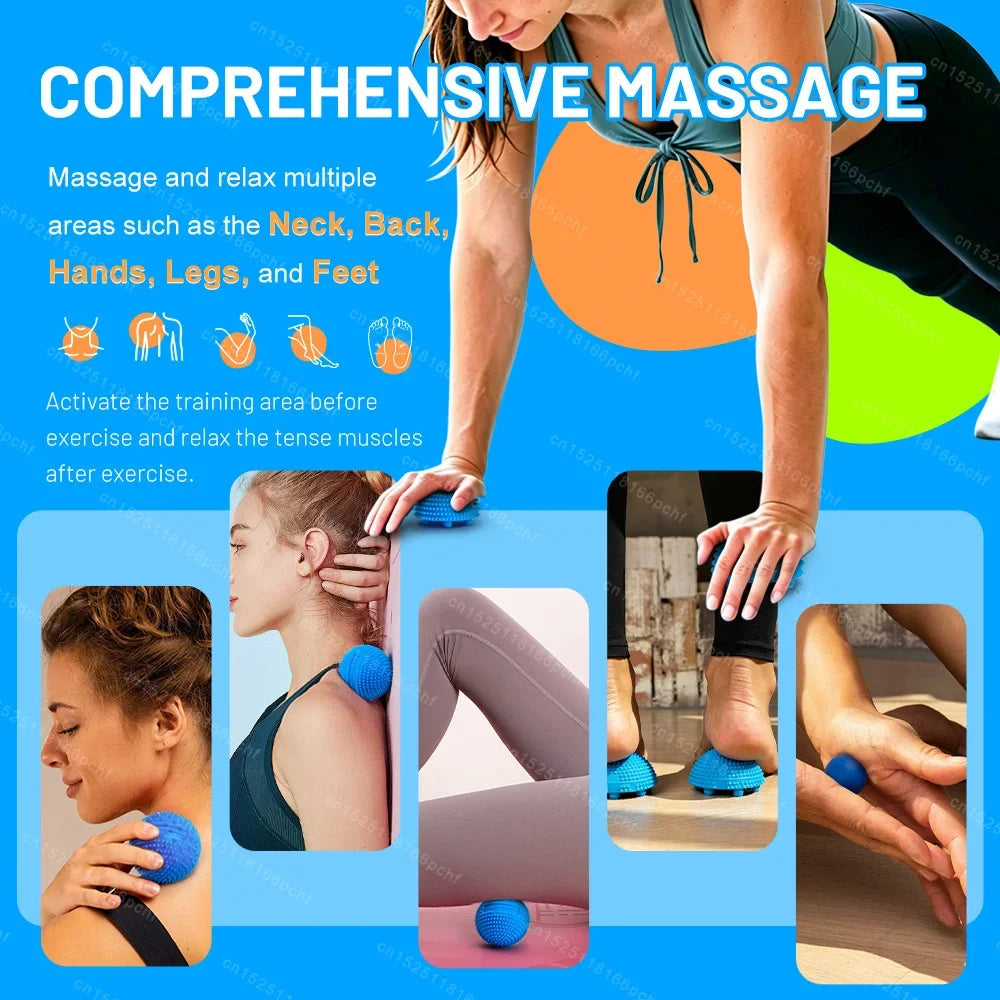 Detachable Foot Neuro Massage Ball with Spikes Pilates Yoga Sports Fitness Muscle Relaxation Massage Ball for Body Hand Therapy