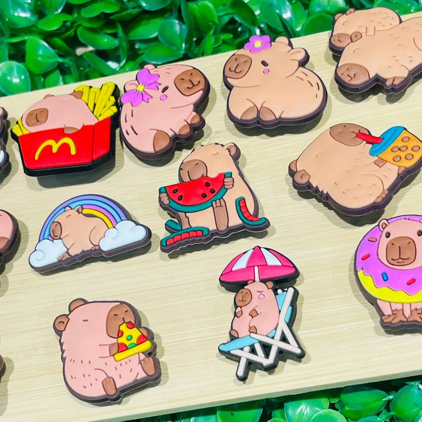 16PCS Cartoon Animal Capybara PVC Kids Shoes Buckle Charms Sandals Accessories Hole Slipper Ornaments DIY Bracelet Birthday Gift
