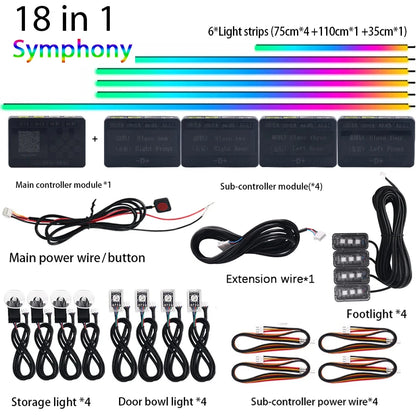 22 In 1 Car Ambient Lights RGB 64 Colors LED Interior For BMW F10 F11 F20 F30 G01 G02 G05 E36 E39 E60 E87 E90 E91 E92 X3 X4 X5