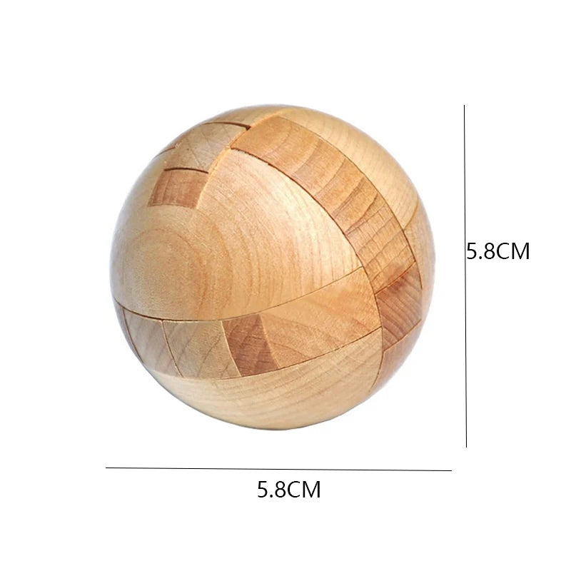 Classic Wooden Puzzle Ball Magic Brain Teasers Assembly Interlocking Toys IQ Logic Mind Challenge Games for Adults & Kids