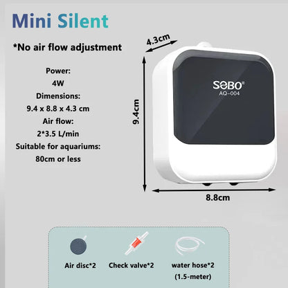 SOBO Aquarium Oxygen Air Pump Fish Tank Adjustable Air Volume High Power Oxygenator Air Compressor Aerator 220v