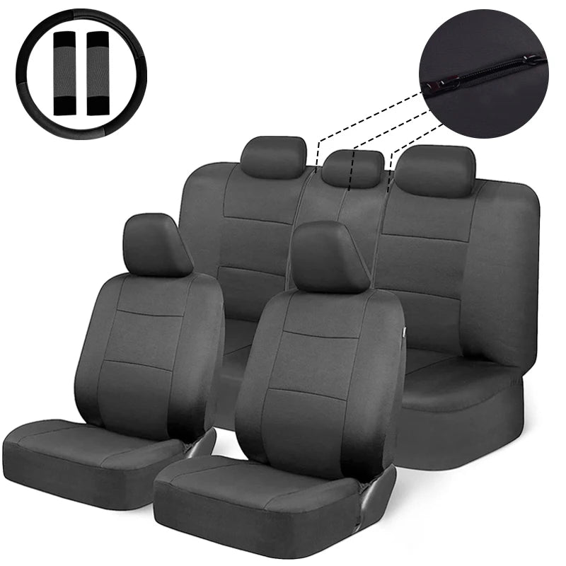 Universal Size Car Seat Covers Set With Steering Wheel Covers 2 Shoulder Protection Rear Seat Can Split Car Accessories Interior