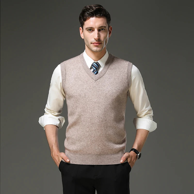 Top Grade Anti-Pilling Thick New Autum Winter Fashion Brand V Neck Business Casual Men Knit Pullover Sweater Vest Sleeveless