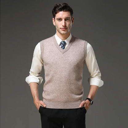 Top Grade Anti-Pilling Thick New Autum Winter Fashion Brand V Neck Business Casual Men Knit Pullover Sweater Vest Sleeveless