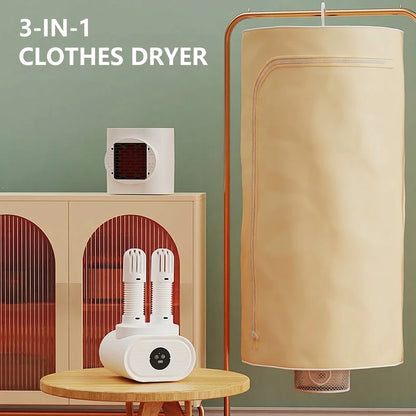 Portable Folding Clothes Dryer | Compact Hanging Drying Rack, Travel-Friendly Laundry Helper, Quiet Operation for Apartment.