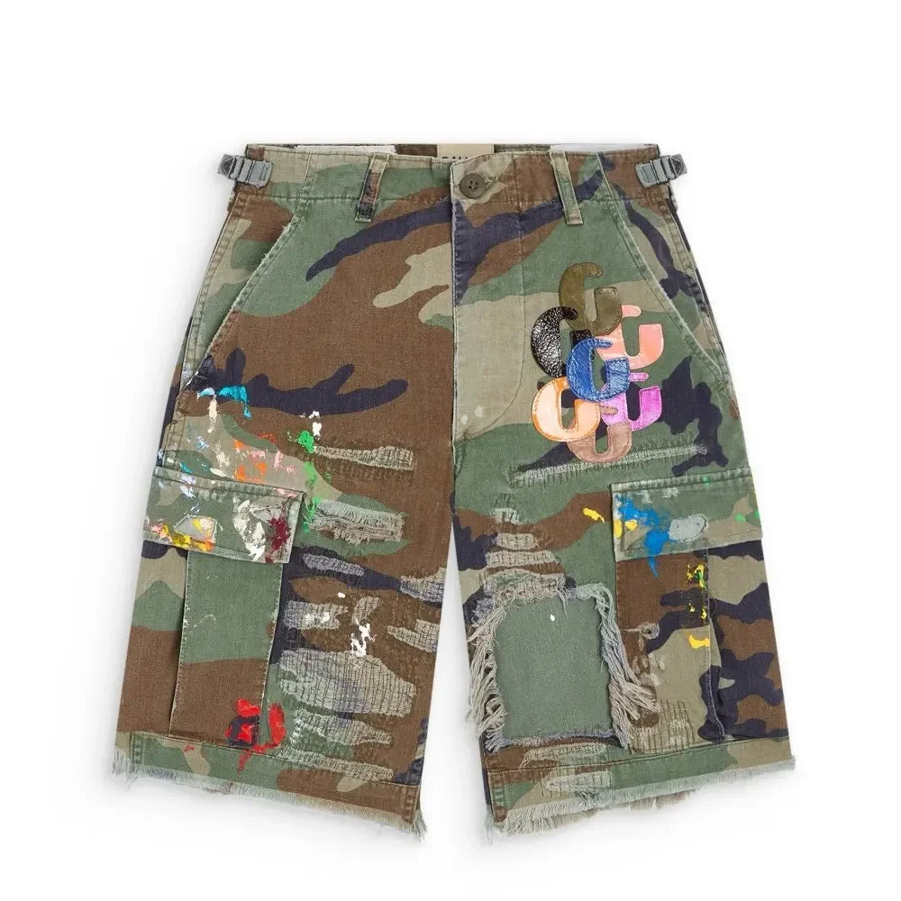 New 2025 luxury Men PATCH Desert WOODLAND CAMO CARGO SHORTS Comfortable Camouflage Skateboard Street Cotton Casual Shorts #a2