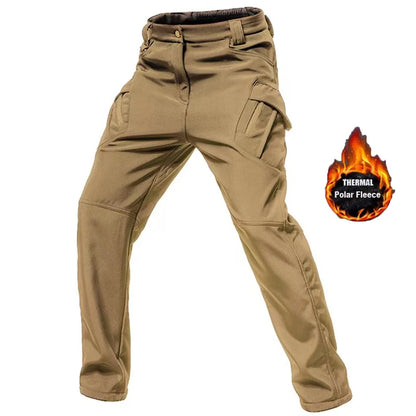 Men's City Cargo Autumn Winter Fleece Softshell Hiking Pants Fishing Climbing Trekking Casual Hunting Camping Trousers M-5XL