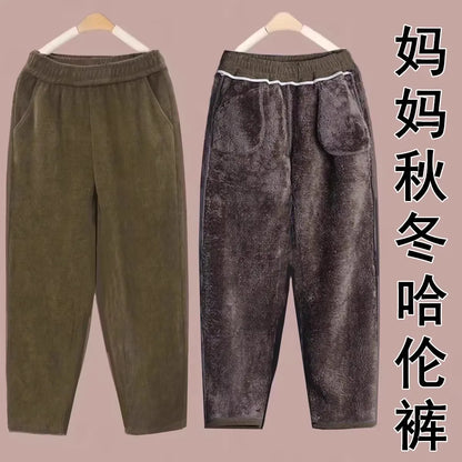 Thickened Lamb Velvet Fleece Lined New Loose Harlan Pants Fashionable All Match Casual Pants mid Aged And Elderly Best Selling