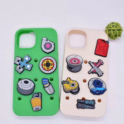 1-12Pcs Cartoon Car Parts PVC Garden Shoes Buckle Clog Charms Adult Clog Sandals Shoes Decorations DIY Men Backpack Party Gifts