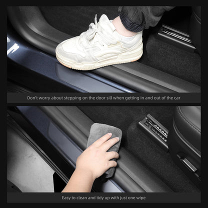 LUCKEASY for Tesla Model Y Launch 2025 2026 Juniper Central Control Side Anti-kick Pad TPE Door Sill Strip Guard Protection