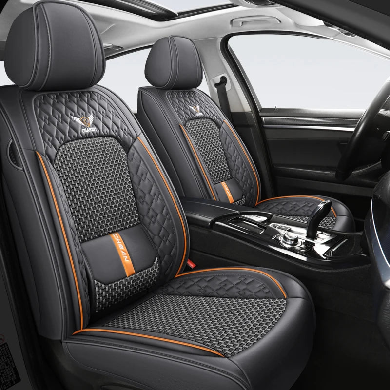5-seat  car seat cover, new nappa leather ice silk fixed lumbar support, four-season universal, suitable for most cars