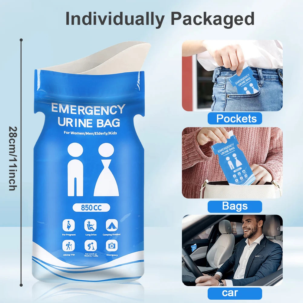 1-30PCS Outdoor Emergency Urine Bags 850ml Disposable Travel Mini Mobile Toilet Portable Urinal Bag for Female Baby Male Vomitin