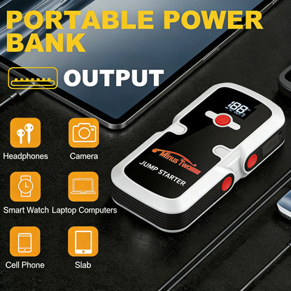 All Engine Portable Jump Starter, Car Battery Booster Power Bank, USB Fast Charging & LED Flashlight Emergency Kit