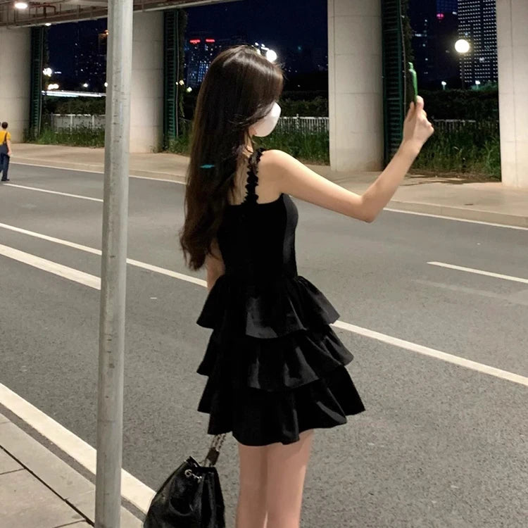 Elegant Black Strapless Dress Women's Summer New Arrival Base Layer Beautiful  Dress U-Neckline A-Line Skirt Ultra Short