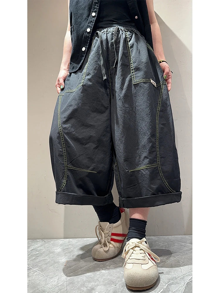 Amax LuluE 2026 Japanese Design Soild Pants Females Summer Fashion Loose Elegant Harem Trousers Womens Vintage Leisure Clothes