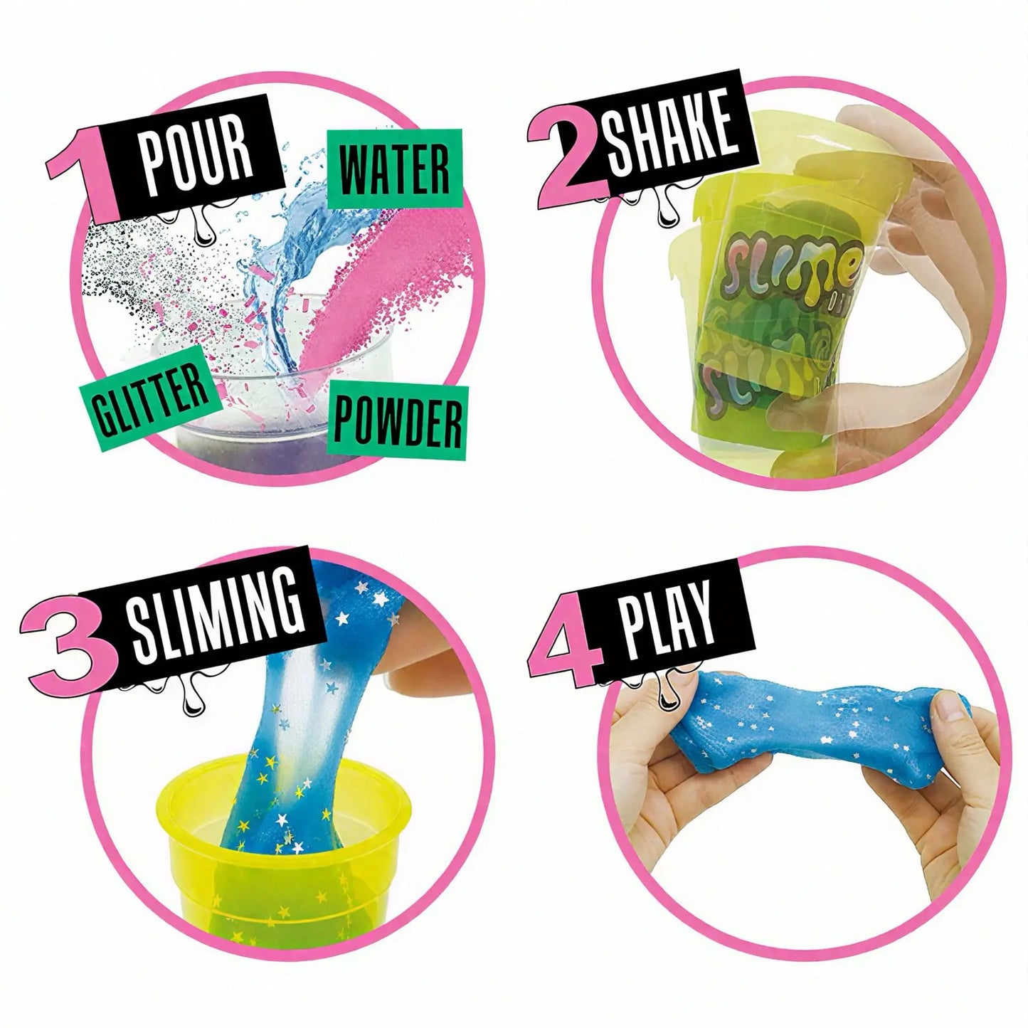 IY Crystal Slime Shaker Cup Set Magical Slime Shaker Powder Fluffy Slime Kit Handmade Educational Stress Relief Toy Princess Sty