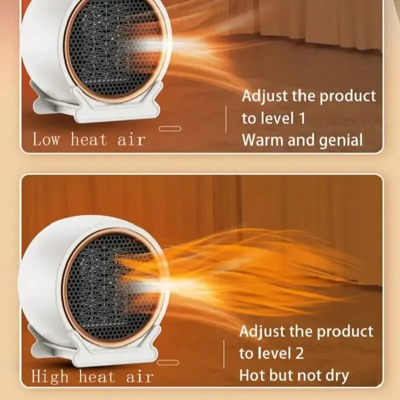 1200W Desktop Space Heater, PTC Fast Heating with 2-Speed Settings, Portable Electric Warm Air Blower for Home
