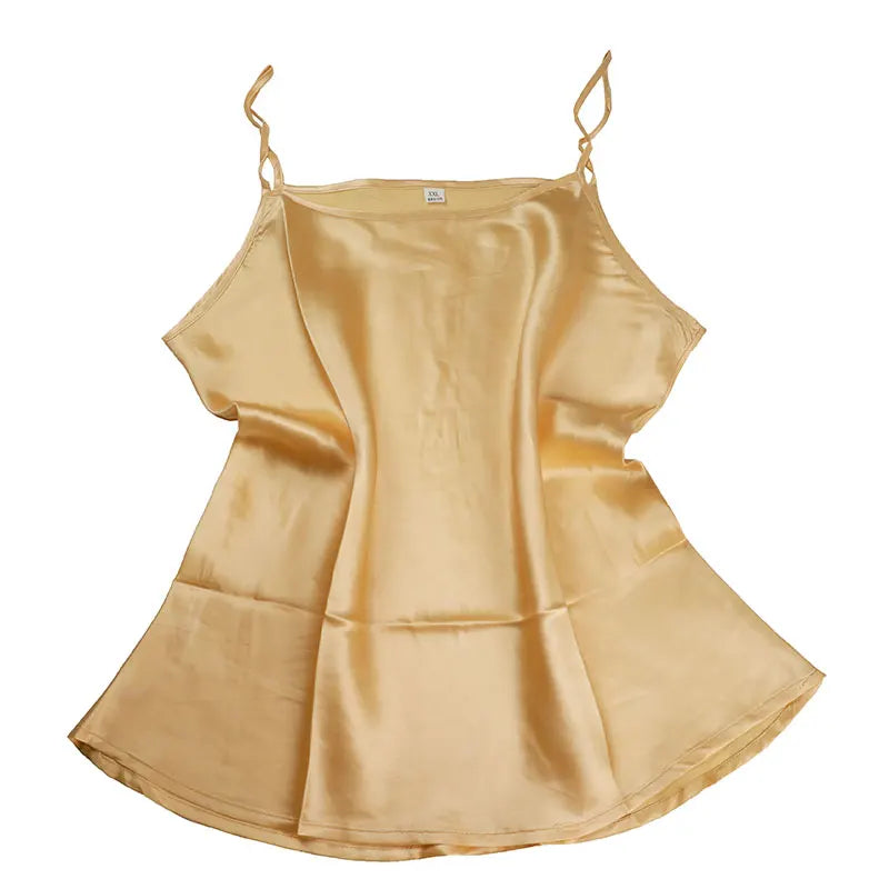 100% mulberry silk, silk, satin, breathable candy color, short backing, small suspender vest for women.