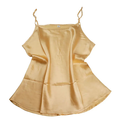 100% mulberry silk, silk, satin, breathable candy color, short backing, small suspender vest for women.