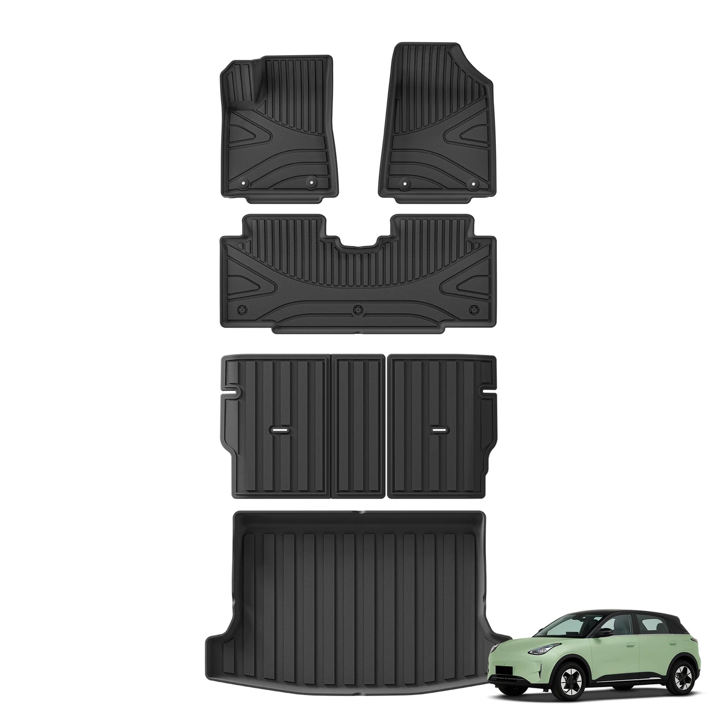 Smabee Left Drive for Geely Xingyuan/EX2 2025 2026 TPE 3D Car Floor Mats Cargo Liner Trunk Pad Black Waterproof Accessories