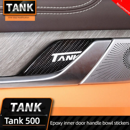 For Great Wall Tank 500 Inner Door Bowl Patch Protective Patch Carbon Fiber Decorative Patch Automotive Interior Supplies