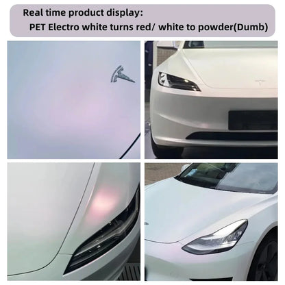 Matte White to Red Color Shift Car Vinyl Wrap Self Adhesive Air Release Bubble Free Full Body Sticker 1.52x18m