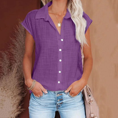 Cotton Linen Shirt Ladies Tops Tee Casual Thin Loose Woman T Shirt Summer Short Sleeve Solid T-Shirts Women Clothing Blusas