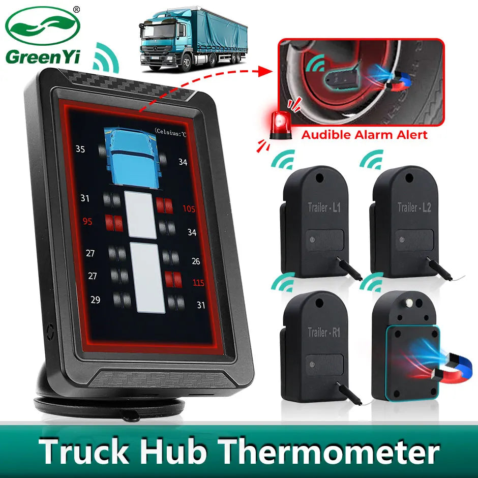 Truck Wheel Hub Temperature Wireless Thermometer Monitoring Truck Trailer Universal Wheel Hub Monitor Brake Real-time Monitoring