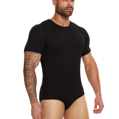 Mens Short Sleeve Full Body Shaper Bodysuit Tummy Control Romper Pajamas Waist Trainer Slimming Shapewear Underwear Undershirts