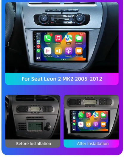 Jundof Car radio For Seat Leon 2 MK2 2005-2012 Carplay Android auto Qualcomm Car stereo Multimedia player 4G Wifi DSP 36EQ RHD