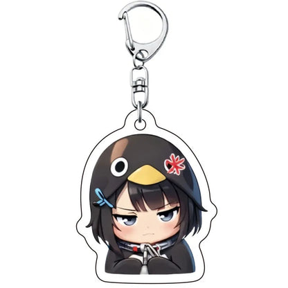 Gugugaga Penguin Keychains Anti-stress Keycap Keychains Cute Penguin Girl Keyrings Bag Charms Gifts 키캡