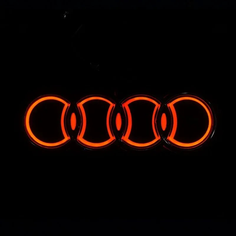 18*5.8CM is suitable for 5D Audi refitting personalized decorative light Q3 A3 Q5 TT A5 A8 rear logo LED light emitting logo.