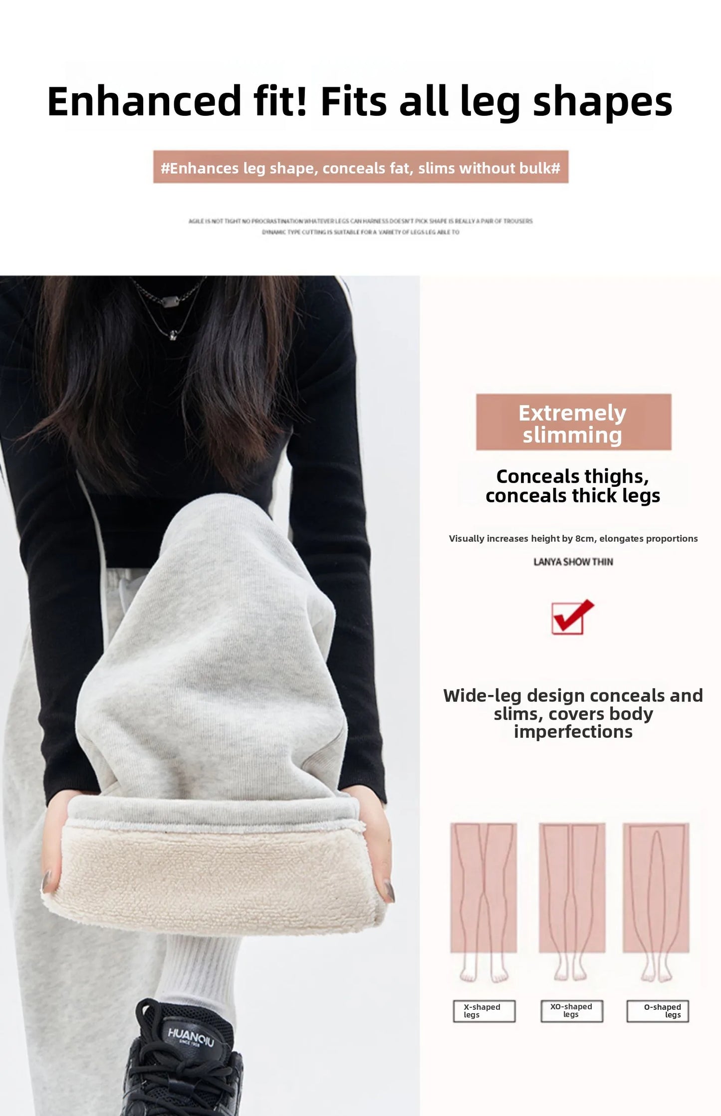 Gray Lamb Velvet Sport Pants Women's High Waist Drapey Fleece Wide Leg Casual Small Size Thickened Cotton Pants