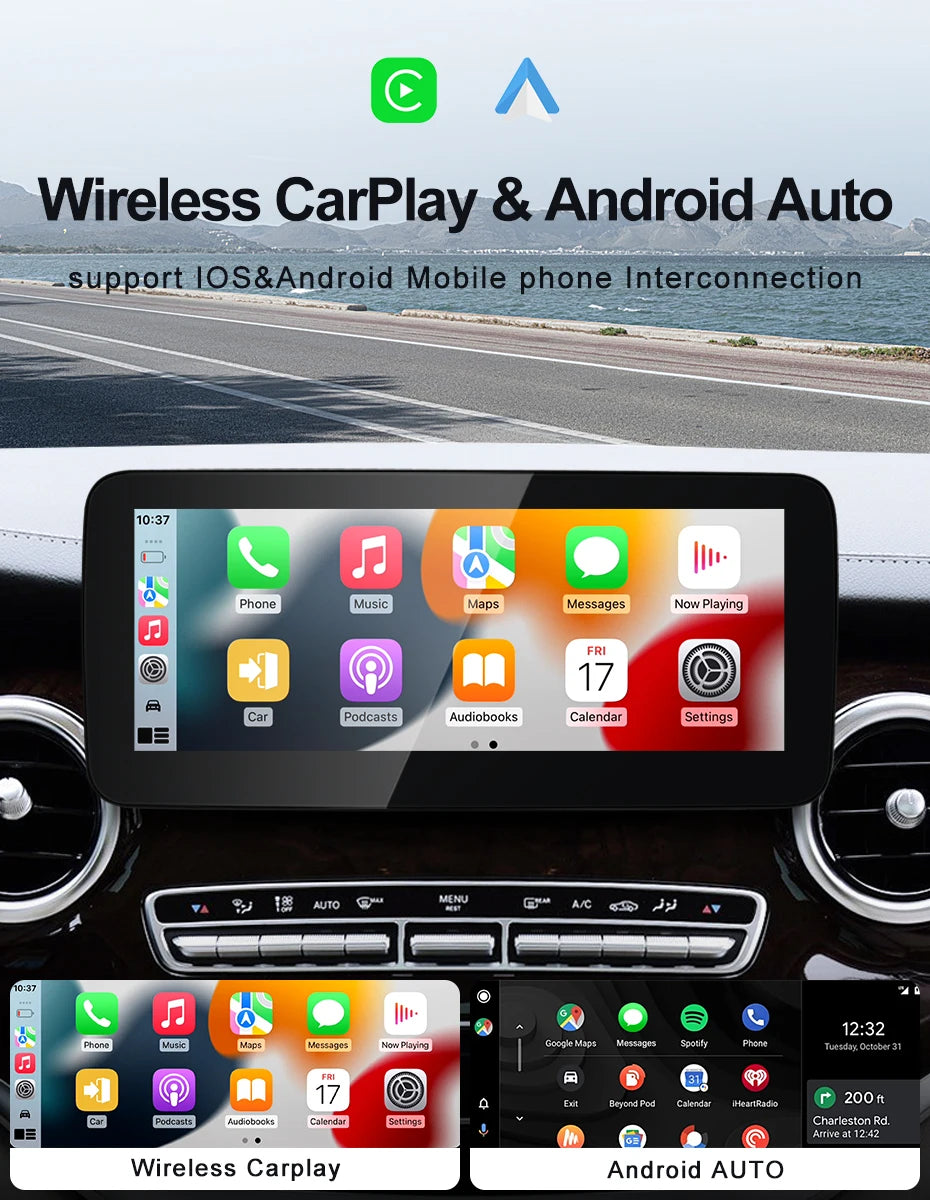 STWEINew Car Multimedia Wireless Android AUTO CarPlay 10.25 12.3inch Screen For Mercedes Benz V Class W447 V250 V260 V350 Screen