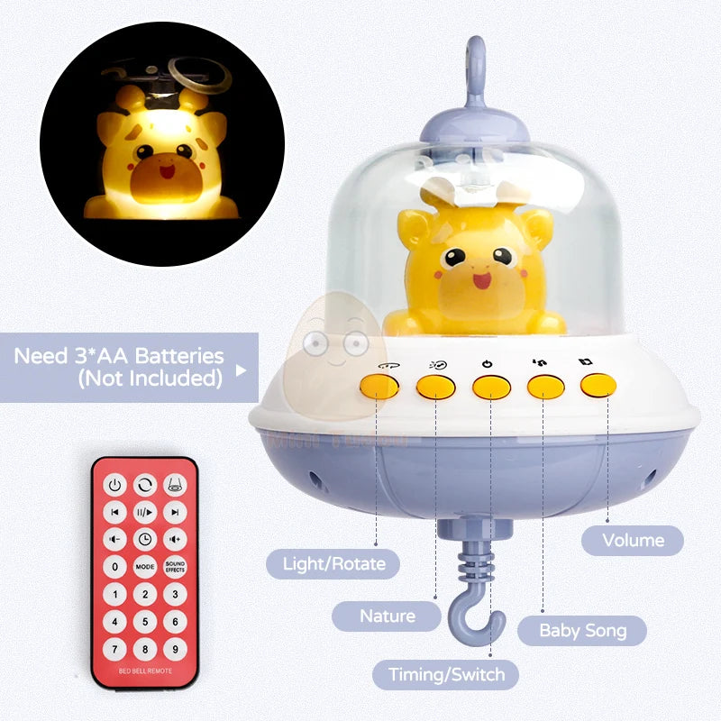 Baby Toy 0 12 Months Crib Mobile Musical Rattle For Newborn Music Box Projector Rotating Holder Bed Bell Infant Gifts