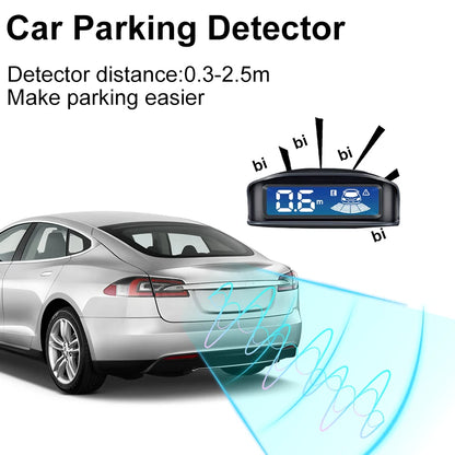 Front Rear Parking Sensor Kit 8 Probe Auto Blind Spot Radar LCD Monitor 12V Parktronic Reverse Backup Assist System