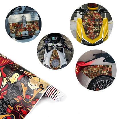 JDM Graffiti Painting Car Film Wrap Waterproof Modification Protective Stickers for Auto Bicycle Motorcycle Skateboard Universal