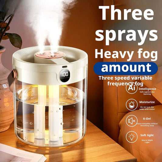 Rechargeable 3 Spray Humidifier Large Capacity Quiet Air Humidifier with Night Light Portable for Home Office Bedroom Desktop