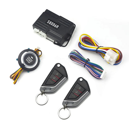 Universal Car Alarm Start Stop Ignition Button Keyless Start System Remote Start 2 Remote Controls Central locking system