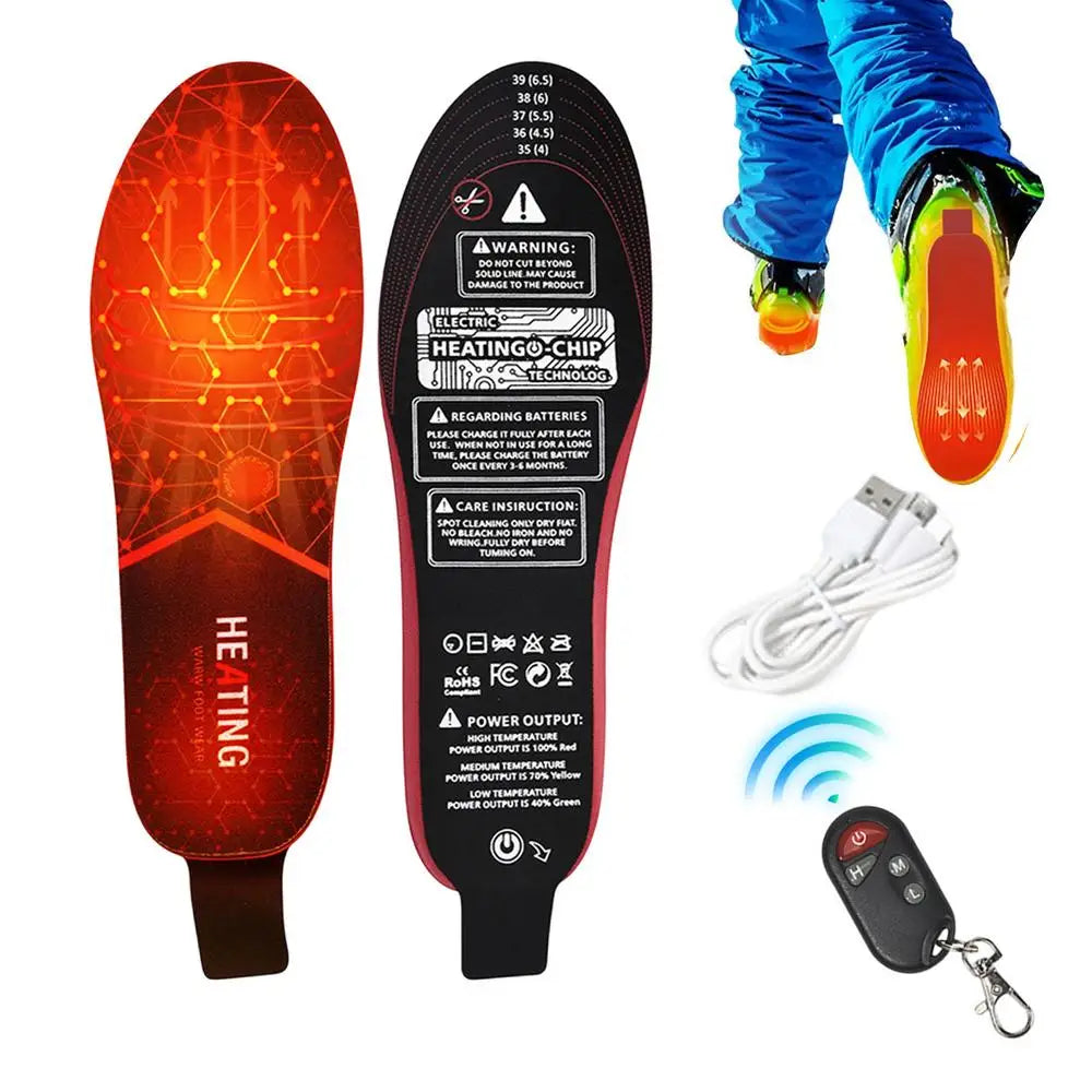 Heated Shoe Insoles Electric Thermal Warmer Insoles Long-Lasting Thermal Shoe Inserts For Winter Camping Hiking Outdoor
