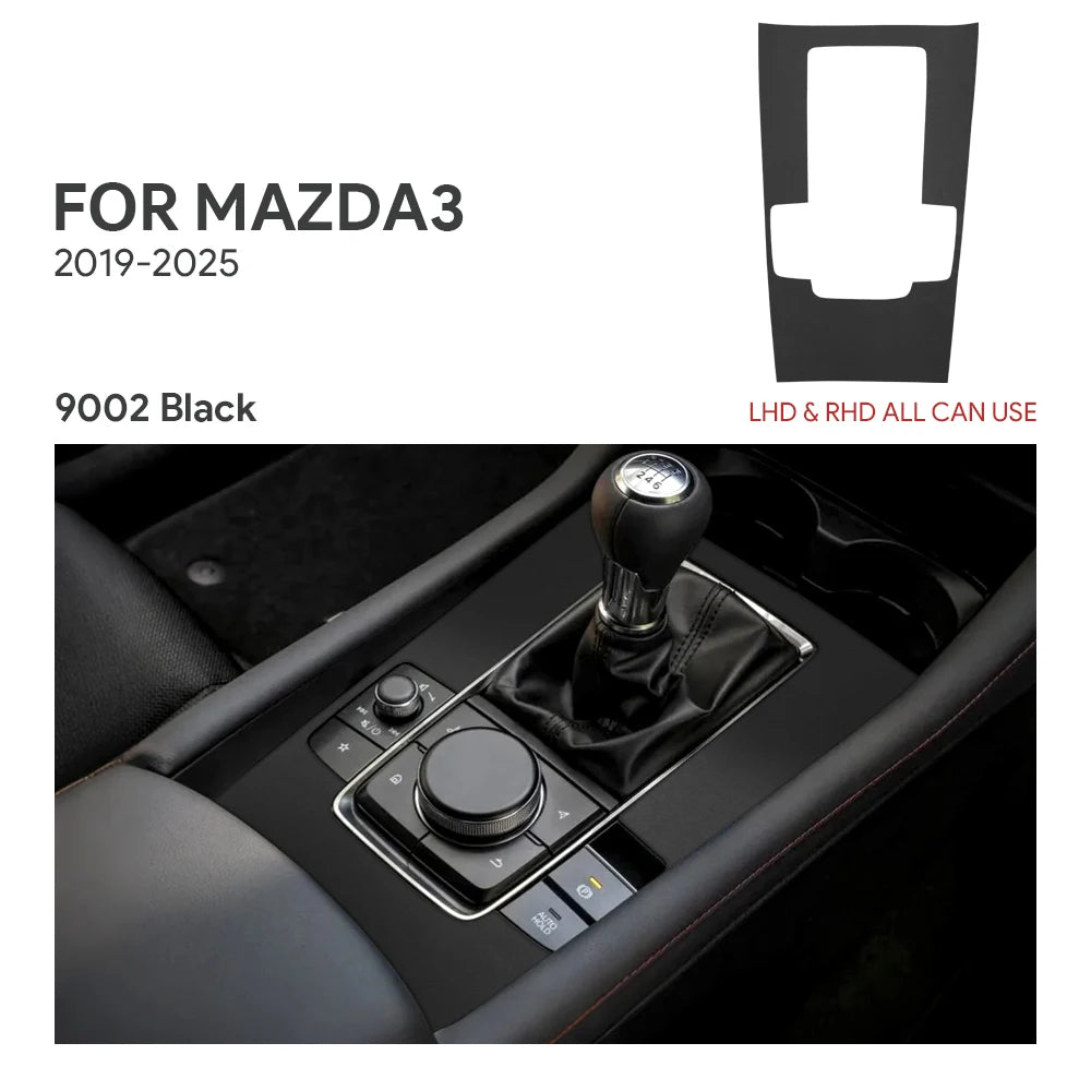 For Mazda 3 Axela 2019 2020 2021 2022 2023 2024 2025 Central Console Gear Shift Panel Top Suede Sticker Car Interior Trim